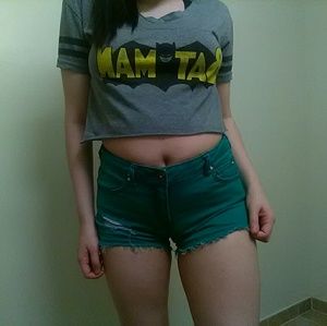 Green high wasted shorts